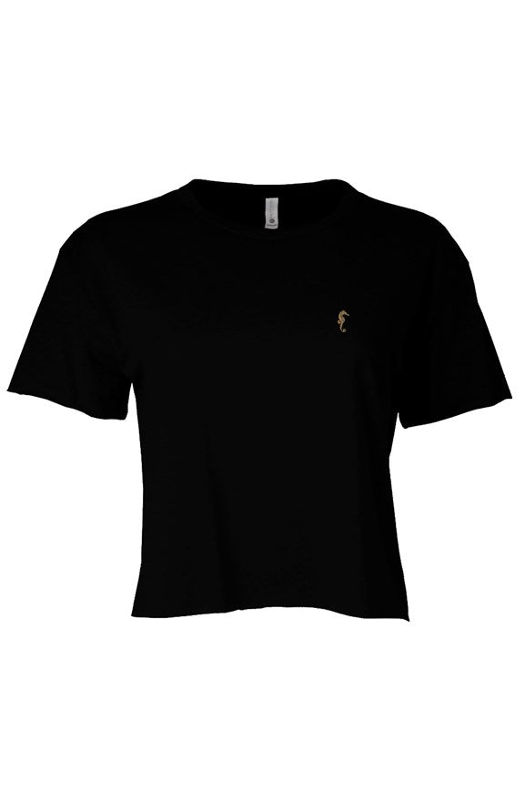 Seahorse Festival Womens black Cali Crop