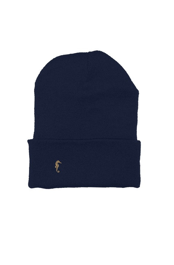 Seahorse navy blue beanie