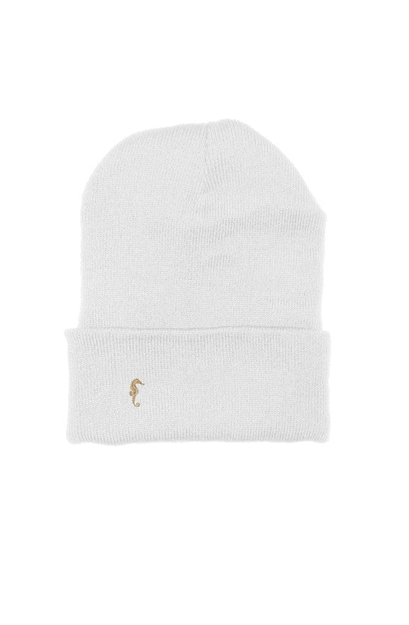 Seahorse white beanie