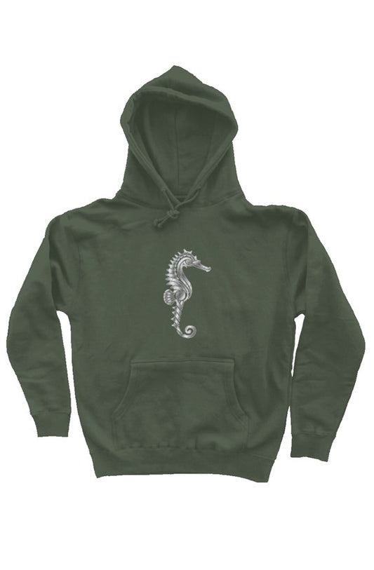 Seahorse pullover hoodie-green and silver