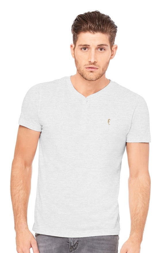 Seahorse triblend henley t shirt-gray