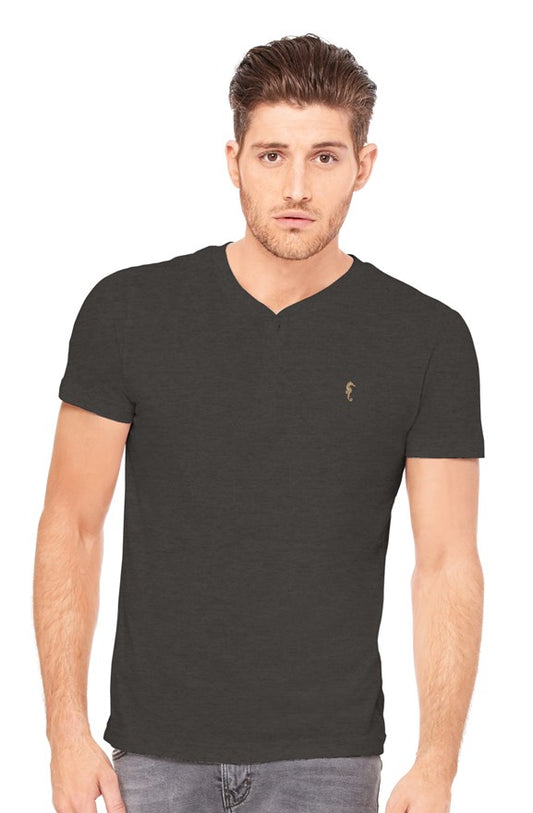 Seahorse triblend henley t shirt-charcoal