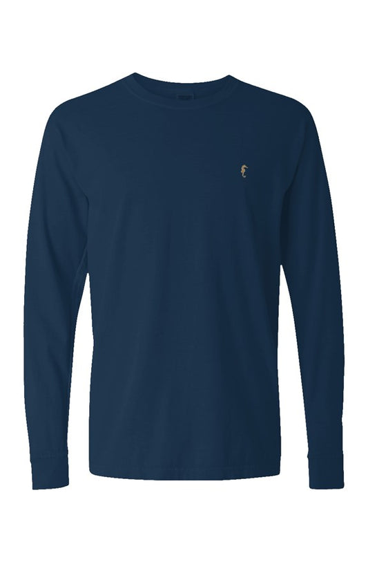 Seahorse mens Long Sleeve T Shirt-Navy blue