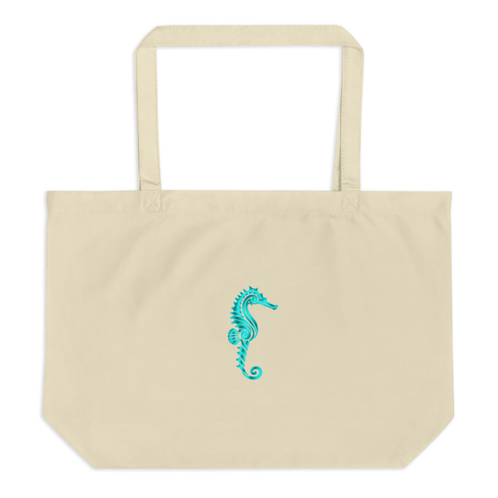 Large Organic Seahorse tote bag-oyster