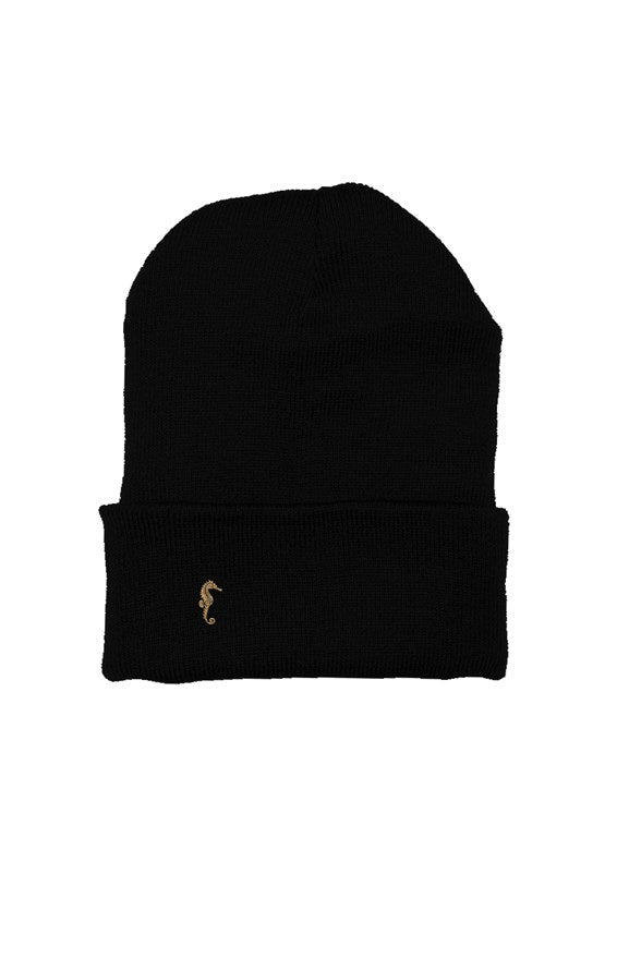 Seahorse black beanie