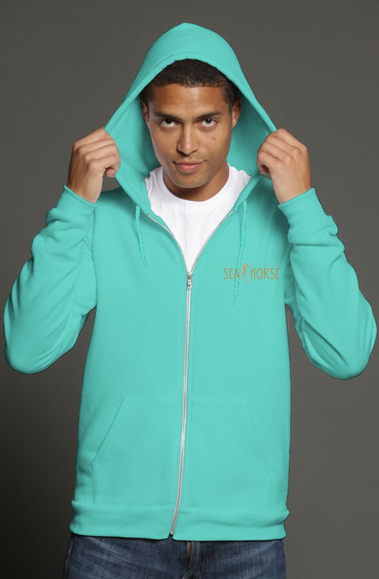 Seahorse Men’s zip hoody-teal