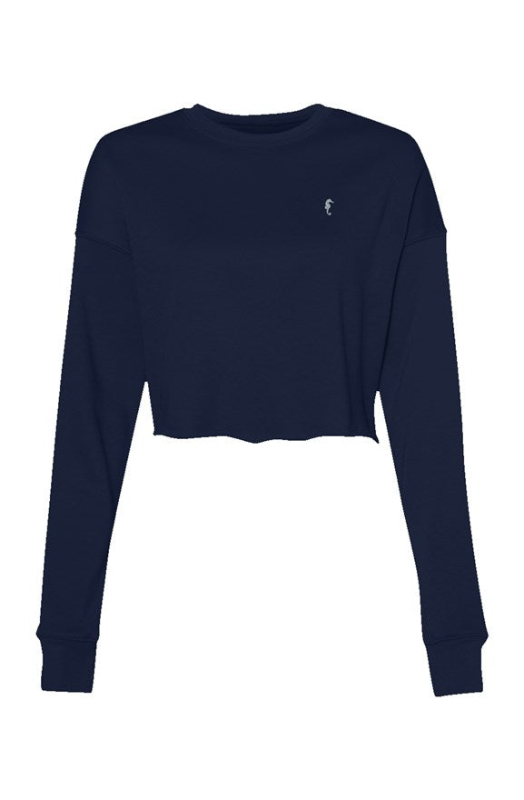 Seahorse Women’s Crop Crew Fleece-navy blue