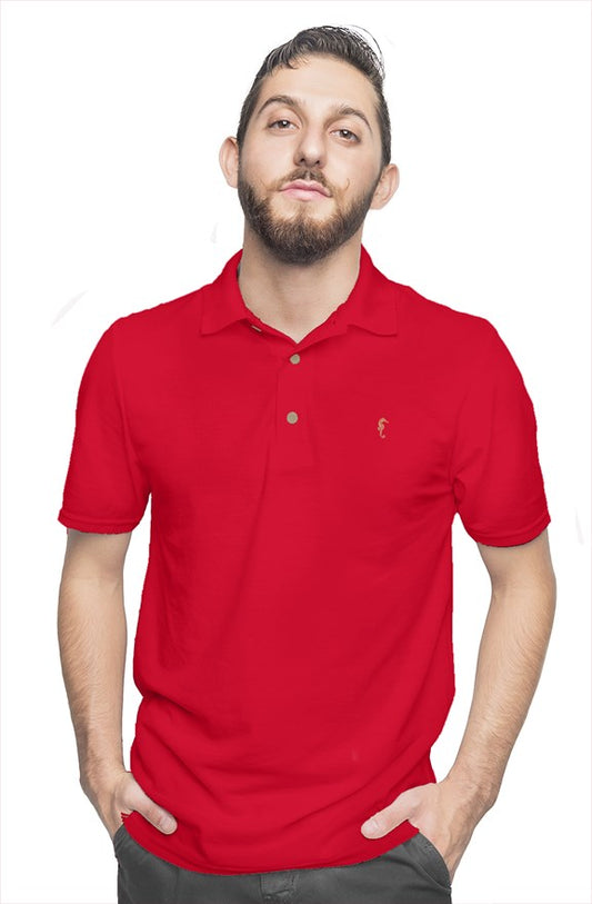 Seahorse mens cotton polo-red