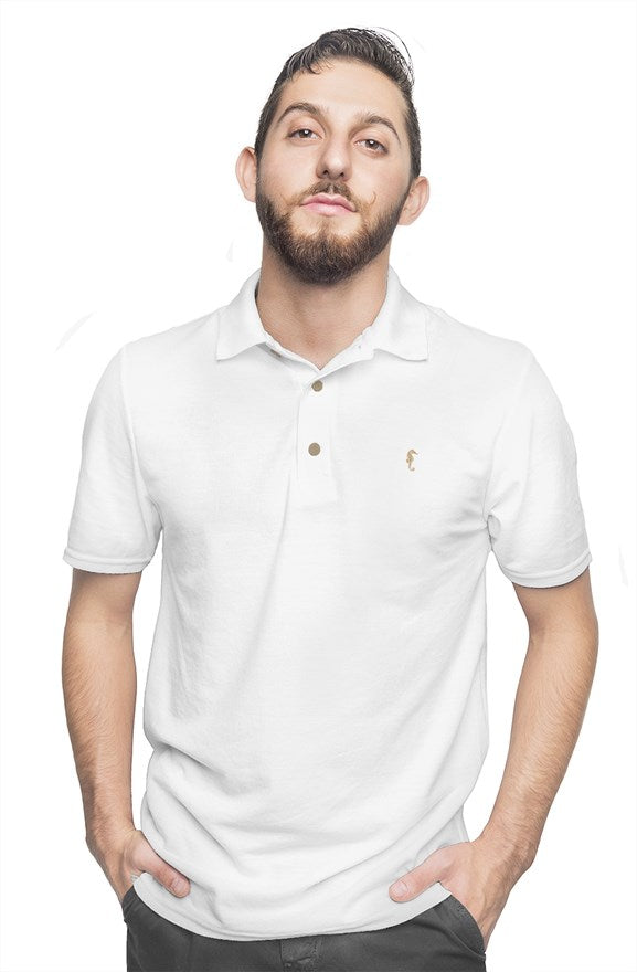 Seahorse mens cotton polo-white