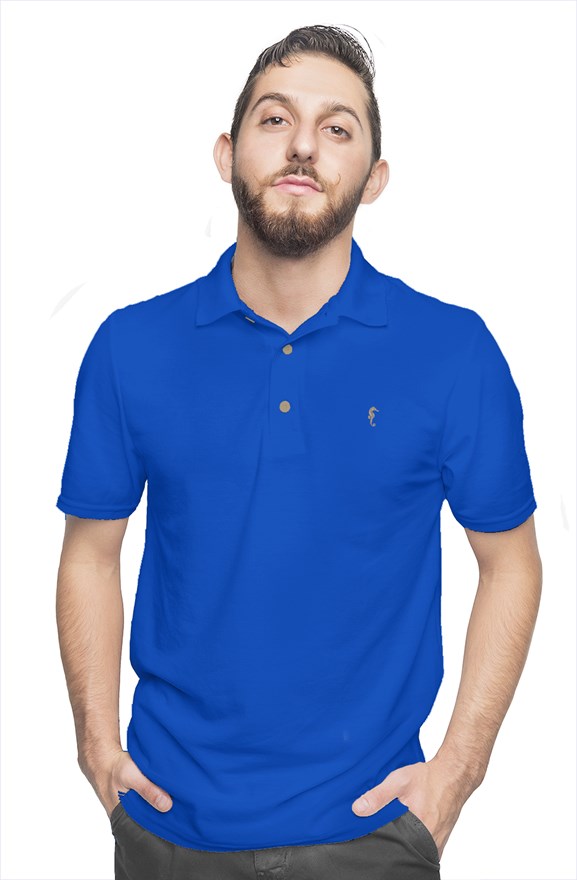 Seahorse mens cotton polo-royal blue