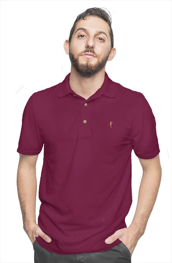 Seahorse mens cotton polo-burgundy