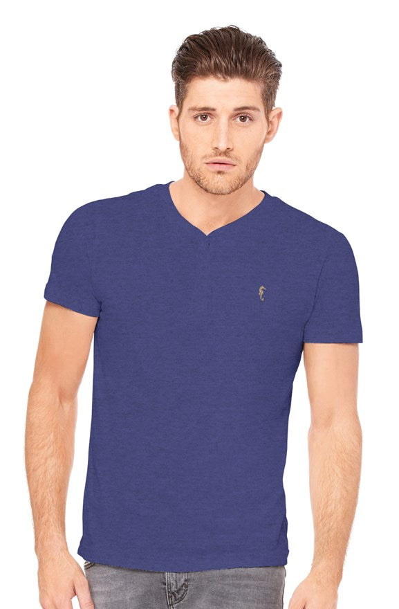 Seahorse triblend henley t shirt-Navy