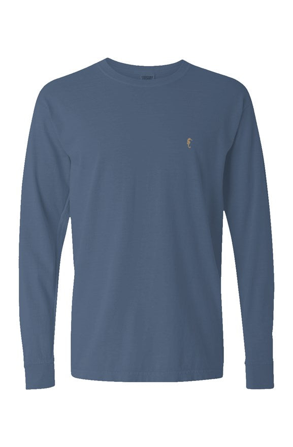 Seahorse mens Long Sleeve T Shirt-blue jean