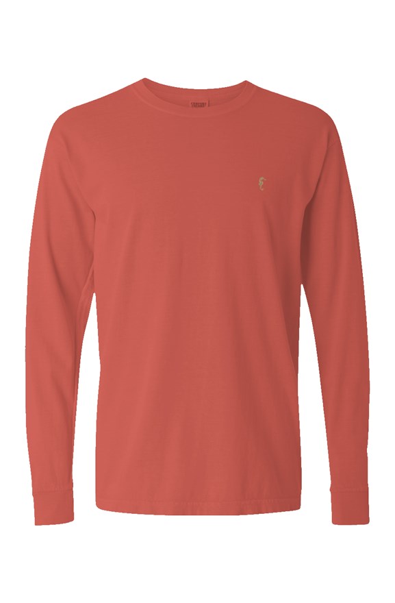 Seahorse mens Long Sleeve T Shirt-Bright salmon