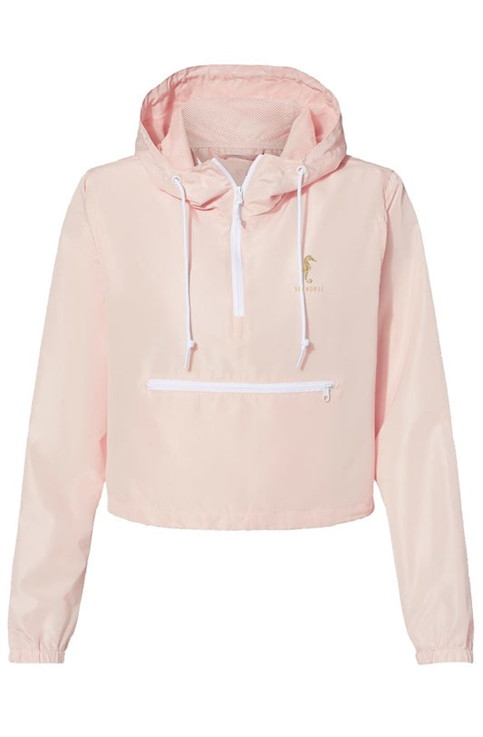 Seahorse Lightweight Pullover Crop Windbreaker-pink